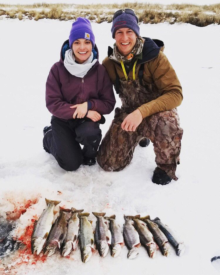 On their third date, Zach took Lauren ice fishing. This was their first photo together!