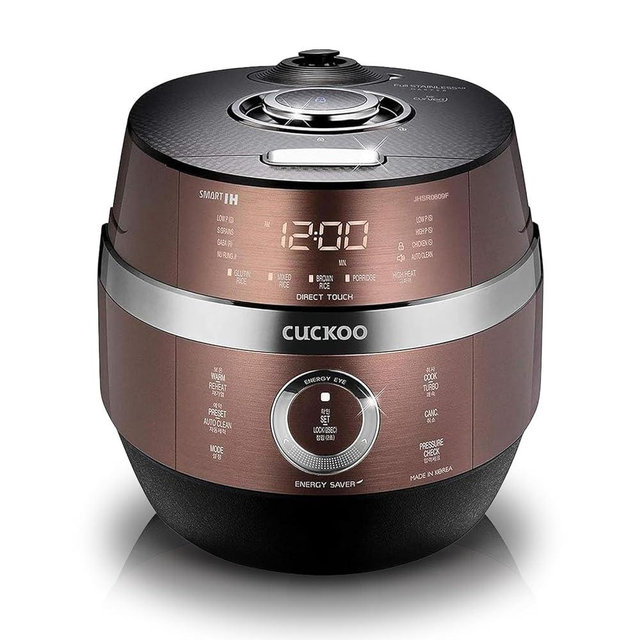 CUCKOO CRP-JHR1009F | 10-Cup (Uncooked) Induction Heating Pressure Rice Cooker | 19 Menu Options, Auto-Clean, Voice Guide, Made in Korea | Copper