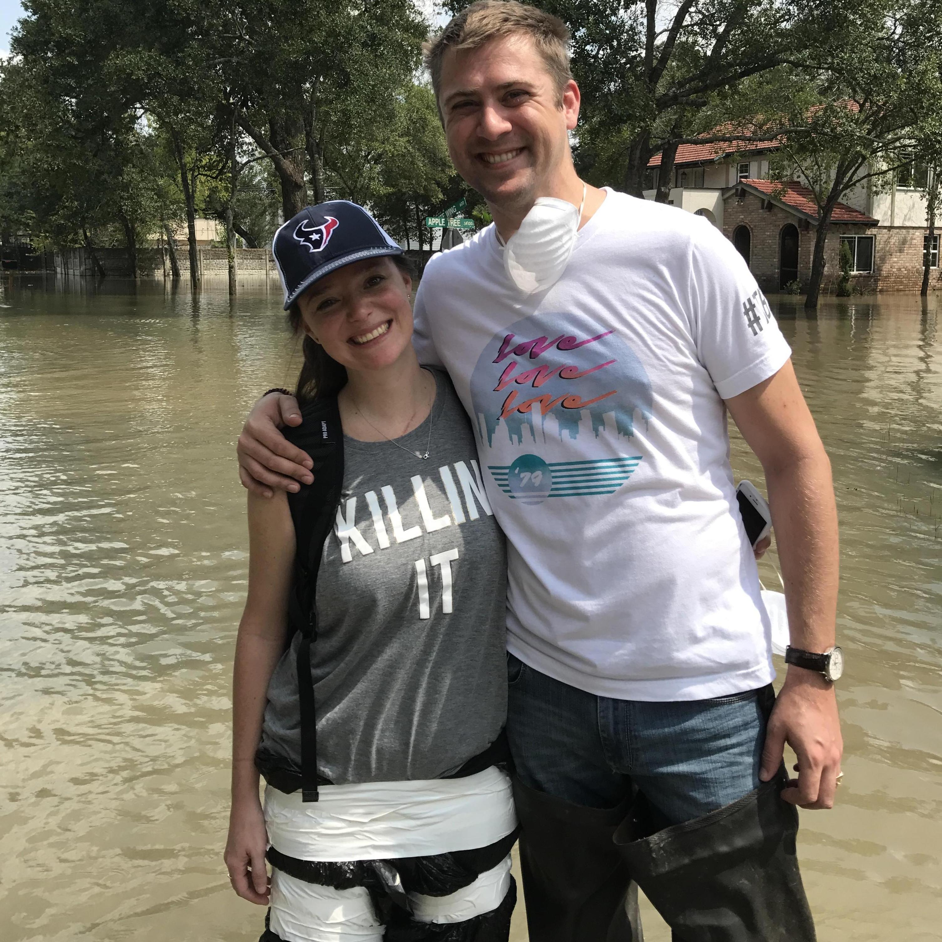 Wading into my parents neighborhood after Harvey...#HoustonStrong