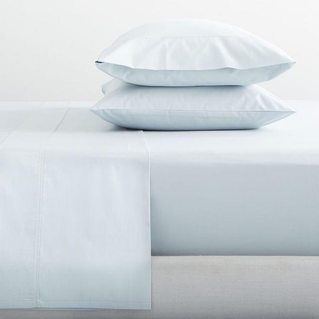 Pearl Blue 400-Thread-Count Organic Percale Sheet Set, Cal. King