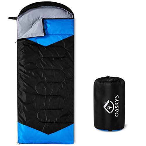 oaskys Camping Sleeping Bag - 3 Season Warm & Cool Weather - Summer, Spring, Fall, Lightweight, Waterproof for Adults & Kids - Camping Gear Equipment, Traveling, and Outdoors