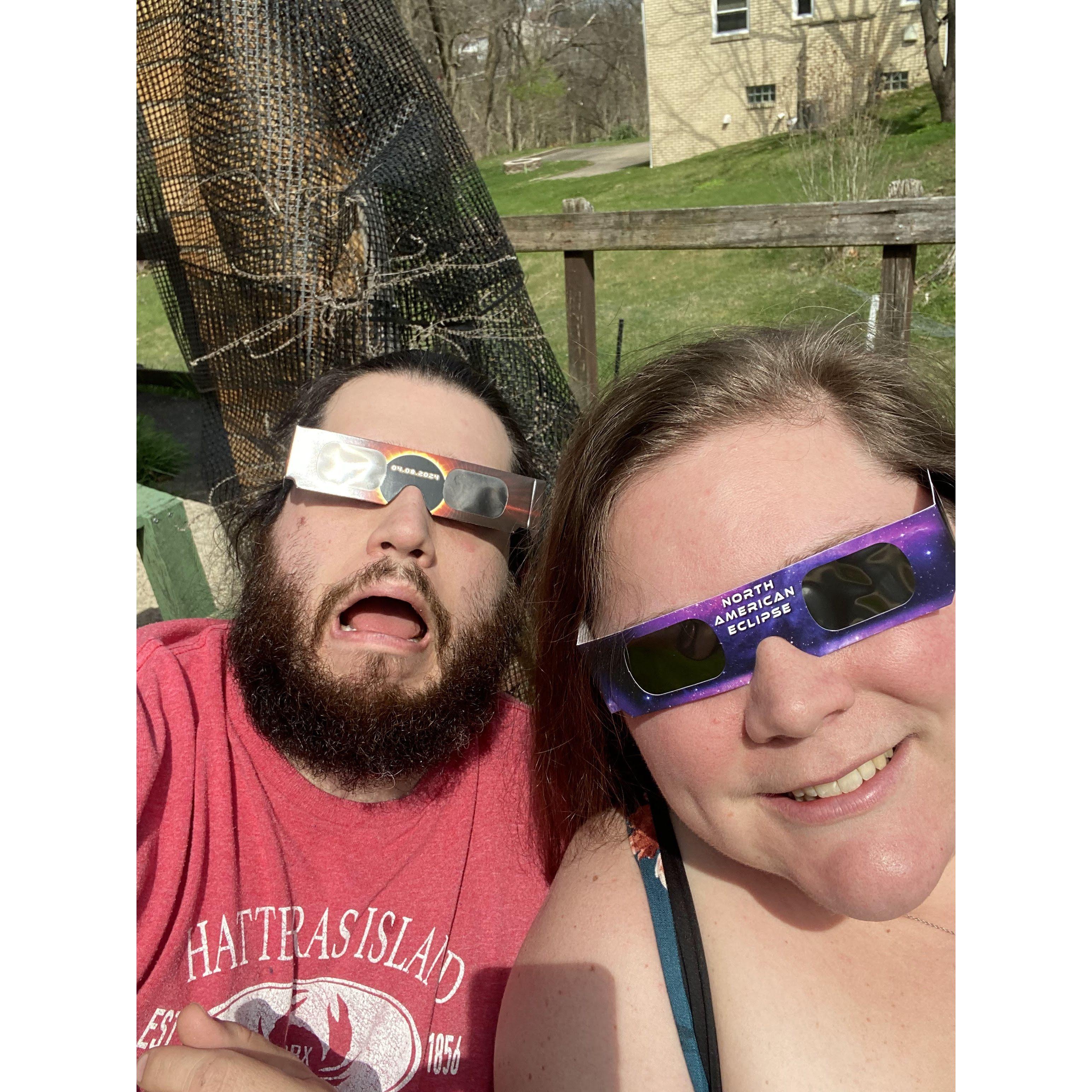 Just Chris goofing around while we watched the solar eclipse.