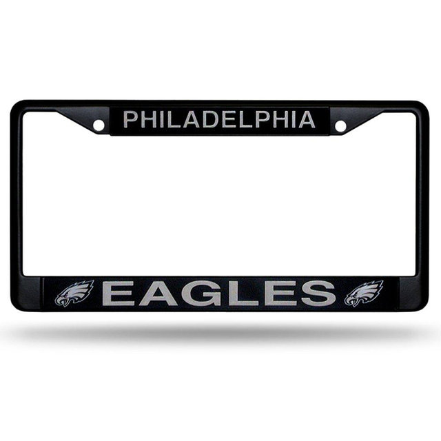 Rico Industries NFL Football Primary Black Chrome Frame with Plastic Inserts 12" x 6" Car/Truck Auto Accessory