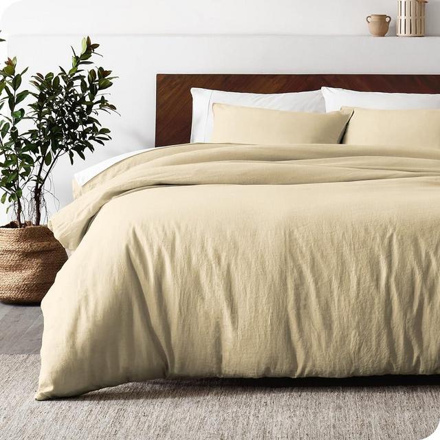 Bare Home King/California King Duvet Cover - 100% Linen - Breathable and Durable - Duvet Cover with Pillow Shams (King/Cal King, Natural)