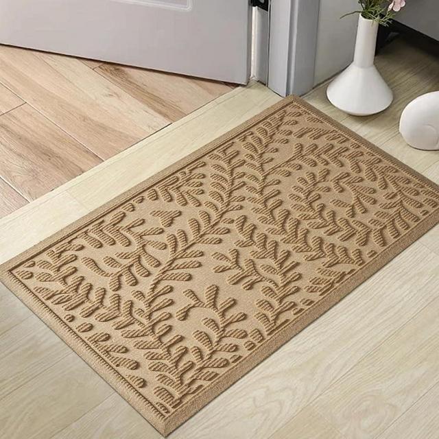 HIYARD Front Door Mat, Absorbent Dirt Trapping Welcome Door Mat Indoor Outdoor, Non Slip Entry Mat, Indoor Outdoor Door Mats, Fade Resistant, Low Profile Doormat for Entryway, 29×17, Beige