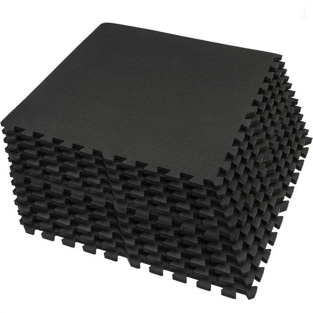 SUPERJARE 0.56“ Thick Exercise Equipment Mats, 48 Sq Ft EVA Foam Mats with Rubber Top, Interlocking Rubber Floor Tiles for Home Gym and Fitness Room, Protective Flooring Mat