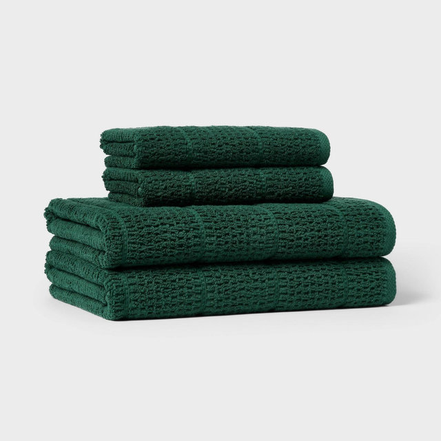 4pc Value Bathroom Towel Bundle Set Green Solid - Threshold™
