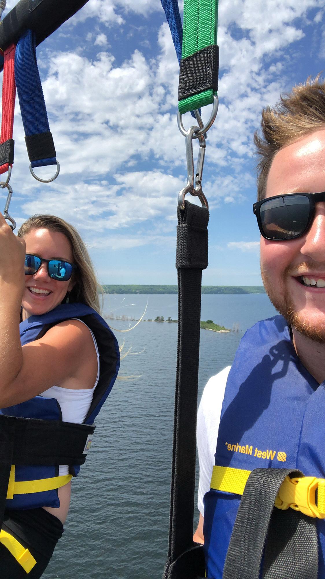 Our second date (a day after our first date!) Parasailing in Sister Bay. July 9, 2018.
