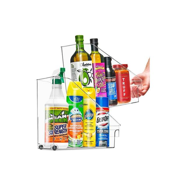 Sorbus 2 Pack Roll Out Bottle Organization Bins - Versatile Storage on Wheels for Pantry, Fridge, Under Sink, & More