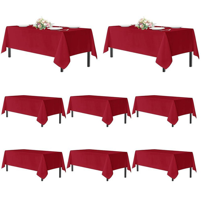 sancua Red Tablecloths for 6 Foot Rectangle Tables, 8 Pack - Washable Polyester Fabric Table Cloth for Wedding Christmas Party, Birthday, Banquet Reception, 54x108 Inch