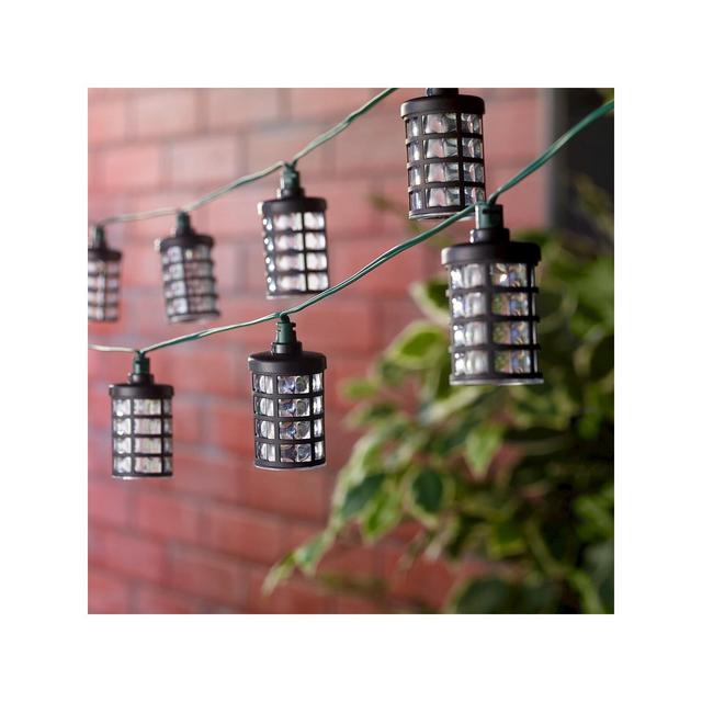 14.7' Smart Solar String Light Amalia Black - 20 White LEDs