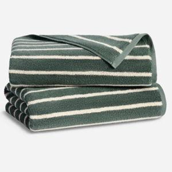 Super-Plush Turkish Cotton Bath Sheets, Striped Botanical Green