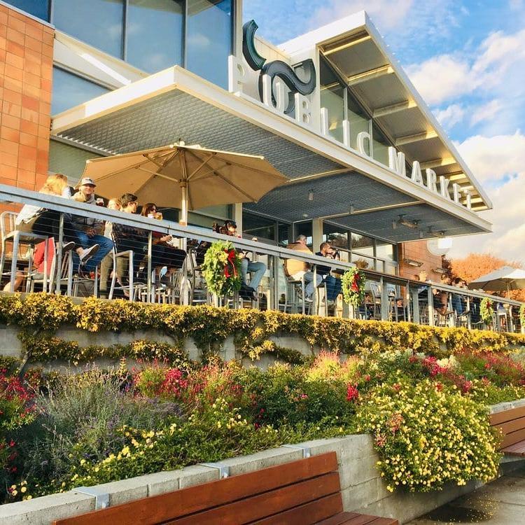 Indoor / Outdoor marketplace features riverside deck, food vendors, local produce & restaurants. Located next door to Copia (Welcome Party location)