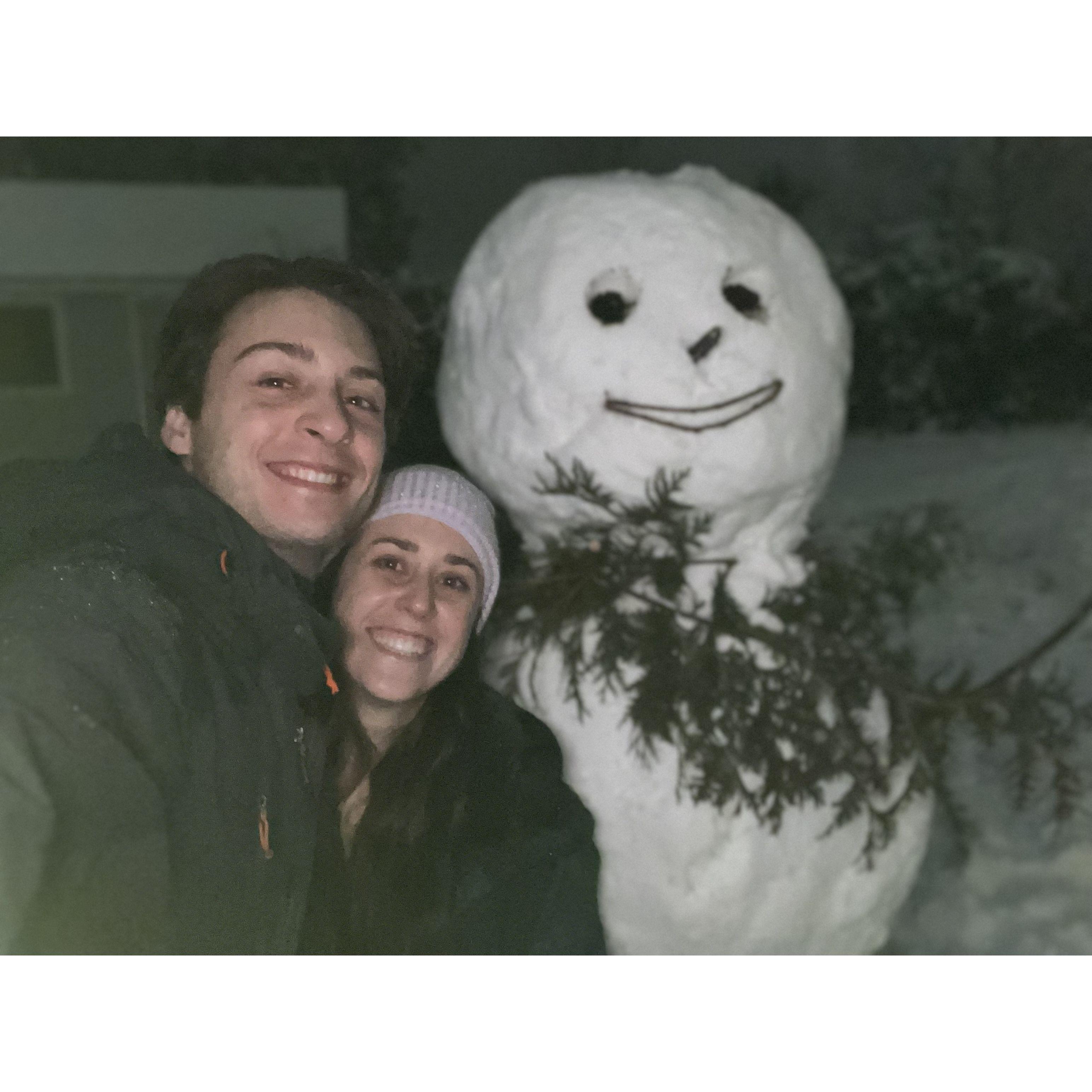 Lucas's first snowman! (Yes, he was 29 when he made his first snowman)