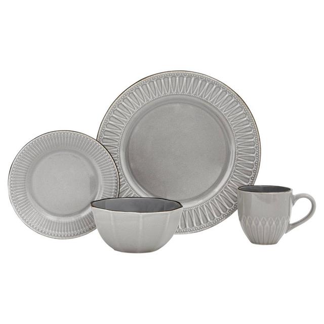Baum Bros. 16pc Stoneware Acan Dinnerware Set Gray