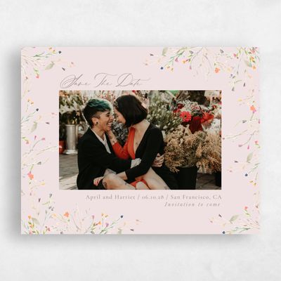 Light Mauve, Pink Wedding Save the Date - Caramella Photo