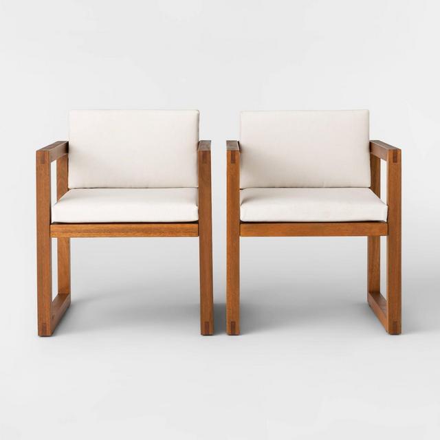 Kaufmann 2pk Wood Patio Arm Chair - Natural - Project 62™