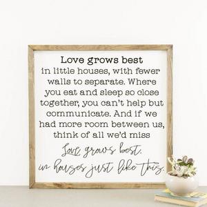Wood Framed Signboard - Love Grows Best - SQ
