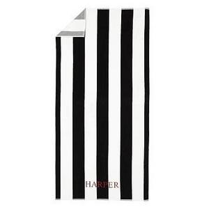 Reversible Awning Stripe Pool Towel, Black/Gray