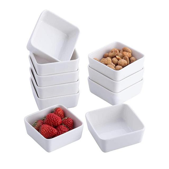 BABALIU 6 oz Small Porcelain Serving Bowls Set of 10, 3.5 Inch Ramekins for Baking, Souffle, Appetizer, Dipping, Pudding Dishes, Oven & Microwave Safe