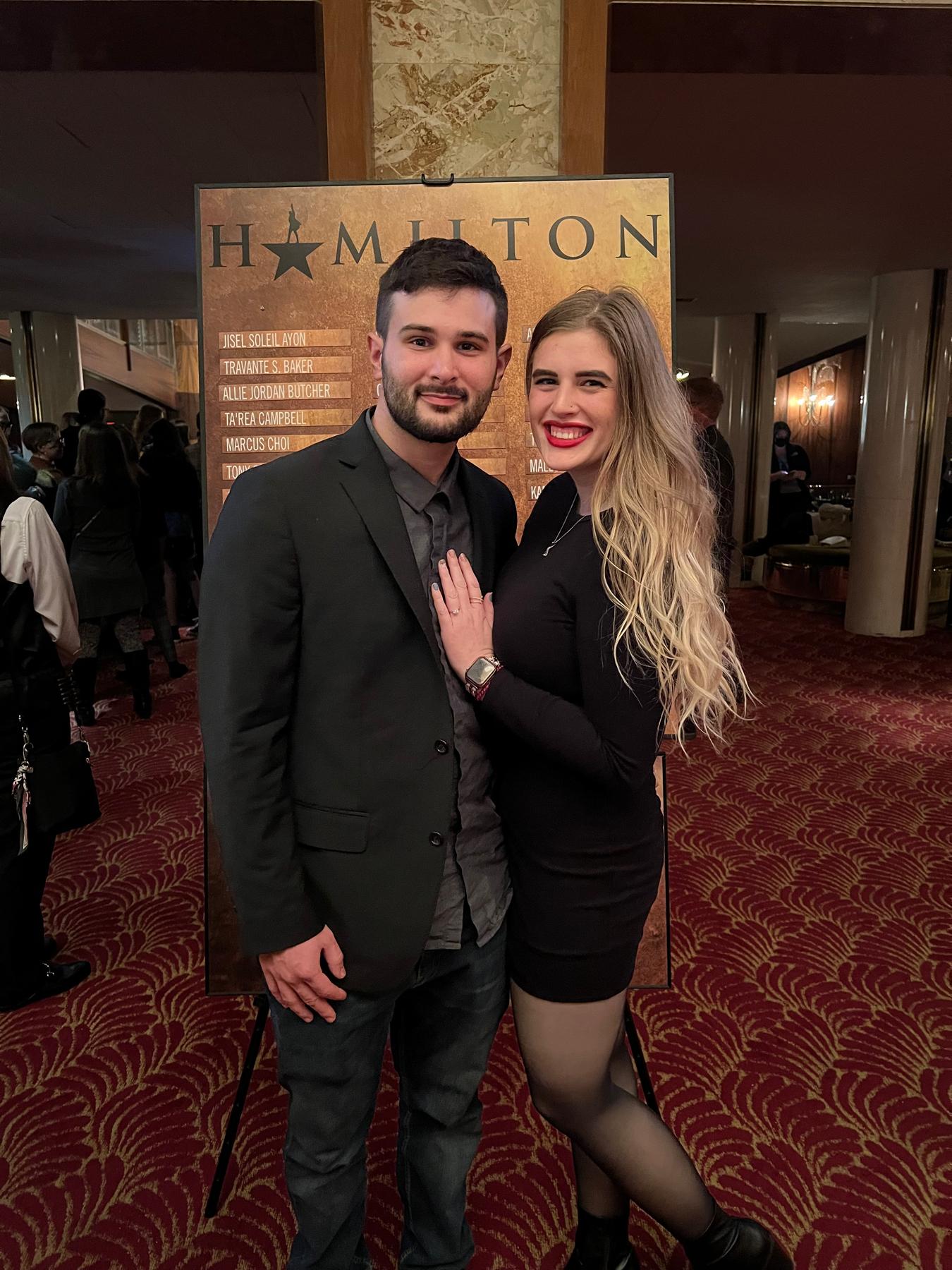 After Hamilton, showing off the ring!
11-26-2022