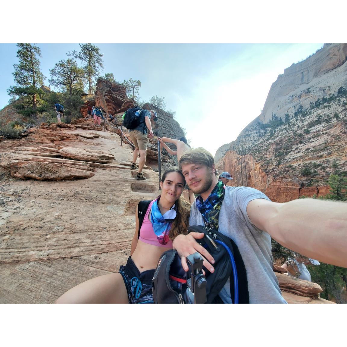 Us Hiking Angel's Landing at Zion National Park.