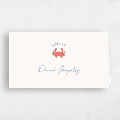 Beige Nautical Wedding Place Card - Costa
