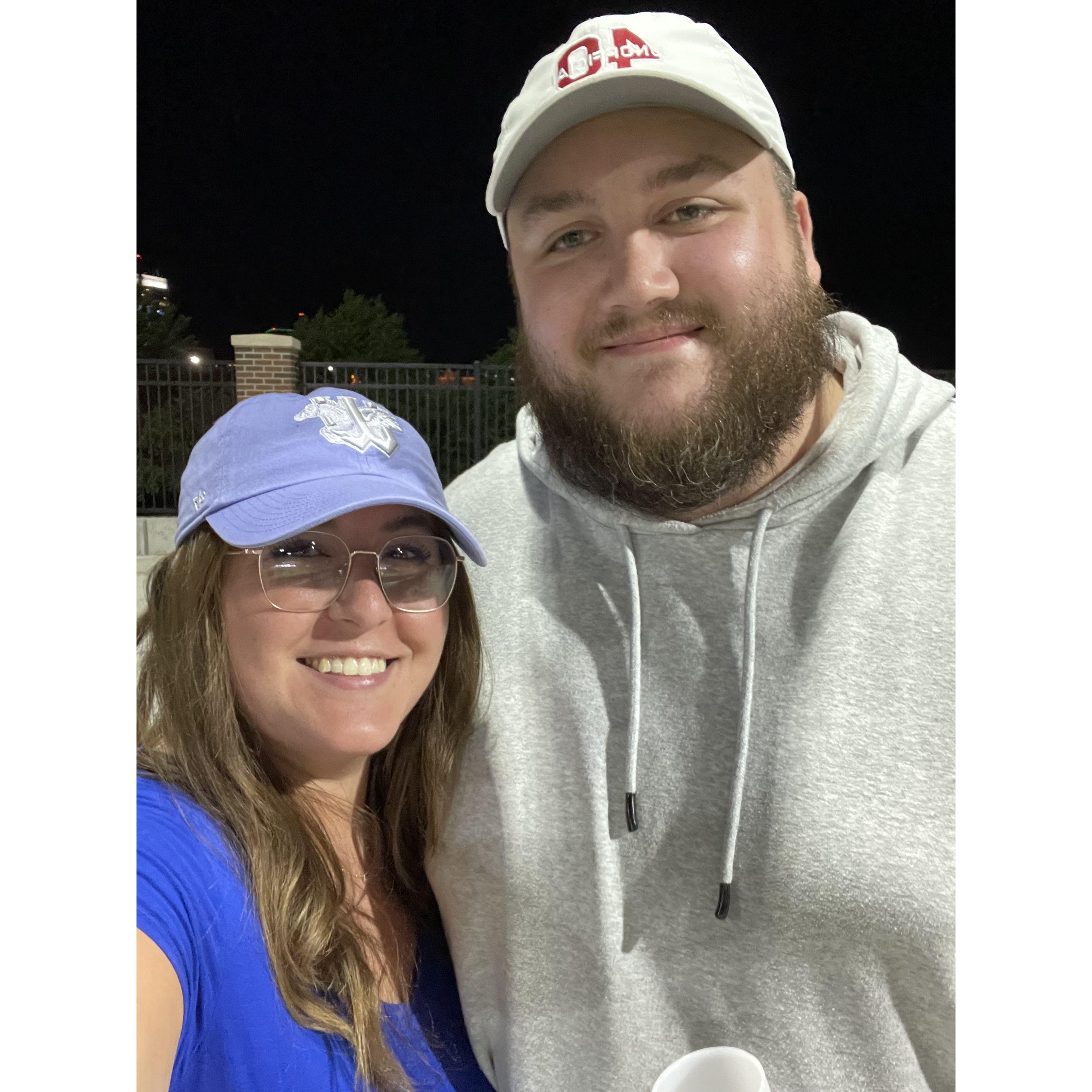 Our first baseball game together. I couldn't tell you who won, we just sat and talked the whole evening.