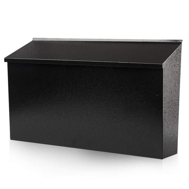 KYODOLED Wall-Mount Mailbox,Large Capacity Mail Box,Galvanized Steel Rust-Proof Metal Post Box,Mailboxes for Outside,15.75"x9.44"x4.72" Black