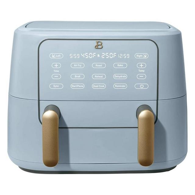 Beautiful 9QT TriZone Air Fryer by Drew Barrymore, Dual Basket, Sync Finish, 1700W, Touch Display, Air Fry, Roast, Bake, Dishwasher Safe, Ideal for Family (Cornflower Blue)