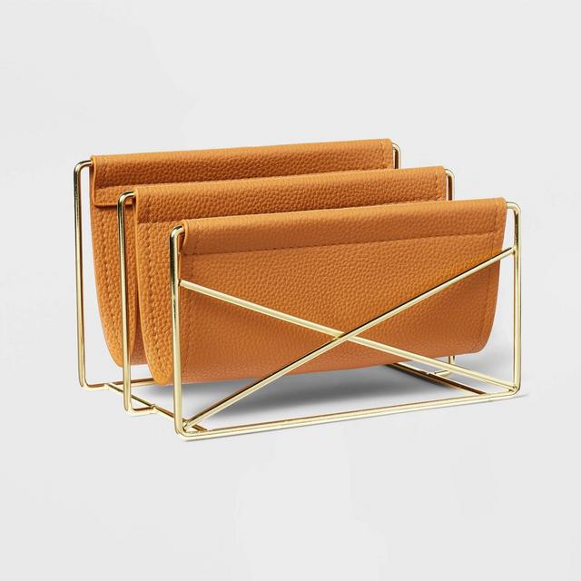 Faux Leather Letter Organizer Brown - Threshold™
