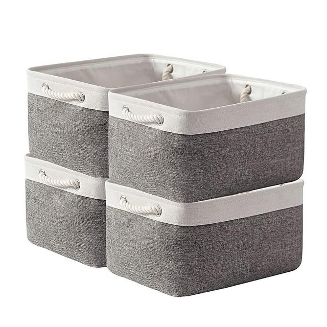 Sacyic Storage Basket Fabric Sturdy Canvas Storage Bins Organizer with Handles for Clothes and Toy Storage Foldable Storage Boxes Cubes