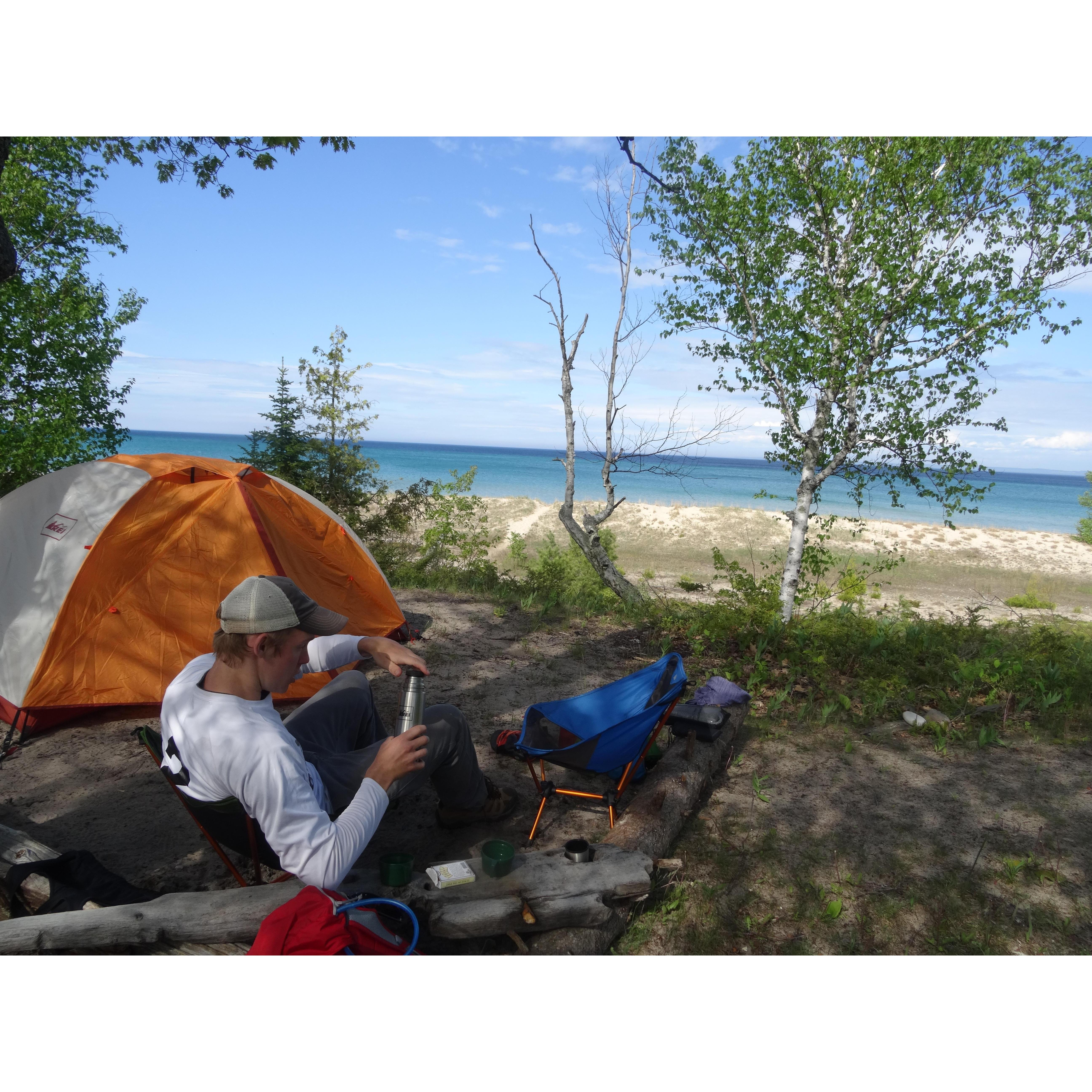 One of our favorite camping spots while backpacking on North Manitou Island, May 2016
