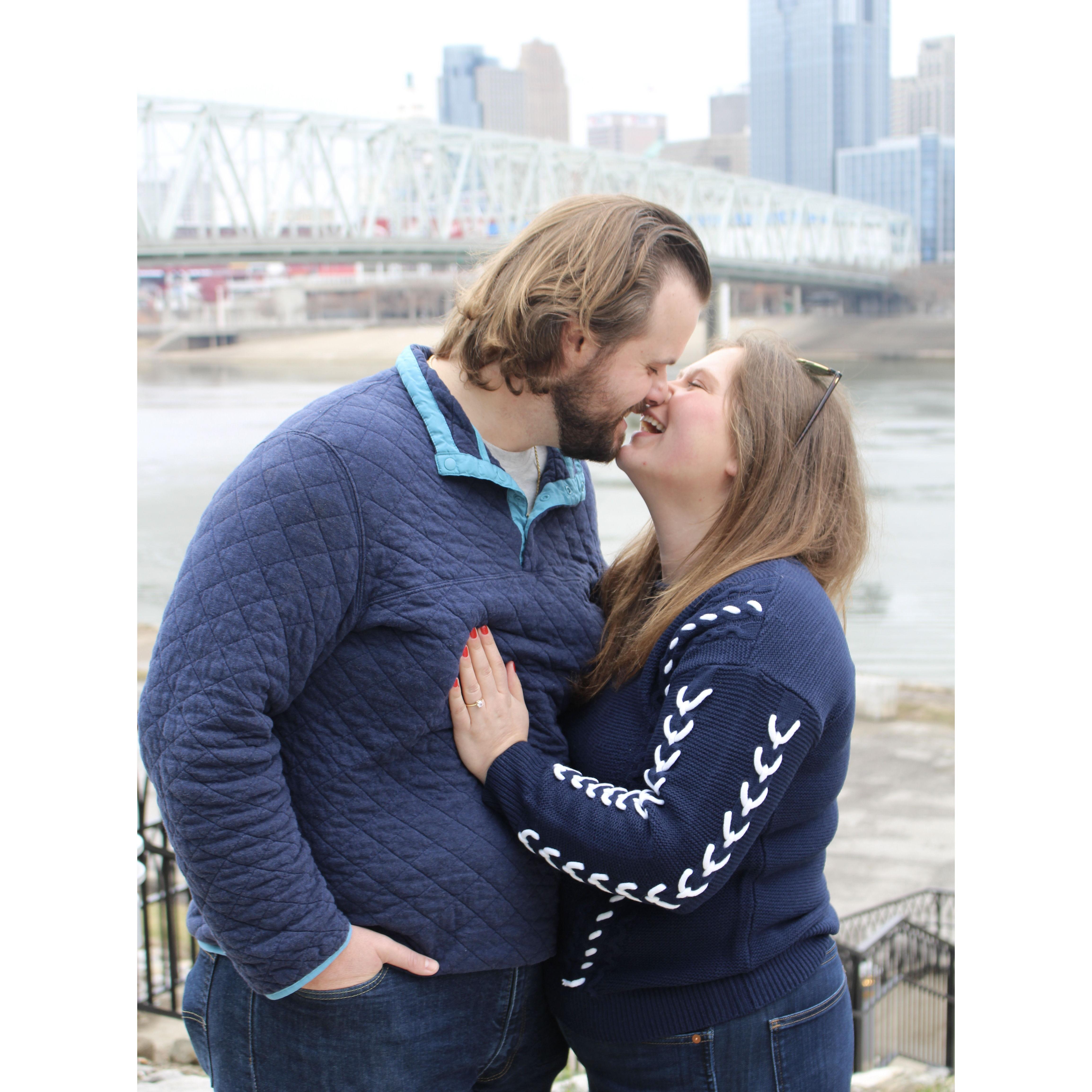 Eric proposed near the spot where they both said "I love you" for the first time in 2012.