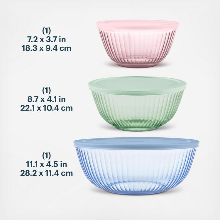 Pyrex, Colors Sculpted Tinted Dreams 6-Piece Mixing Bowl Set | Zola