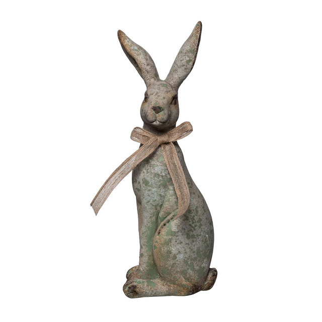 Transpac 18 Inch MGO Sitting Rustic Garden Bunny Resin Multicolored for Spring Home Decor