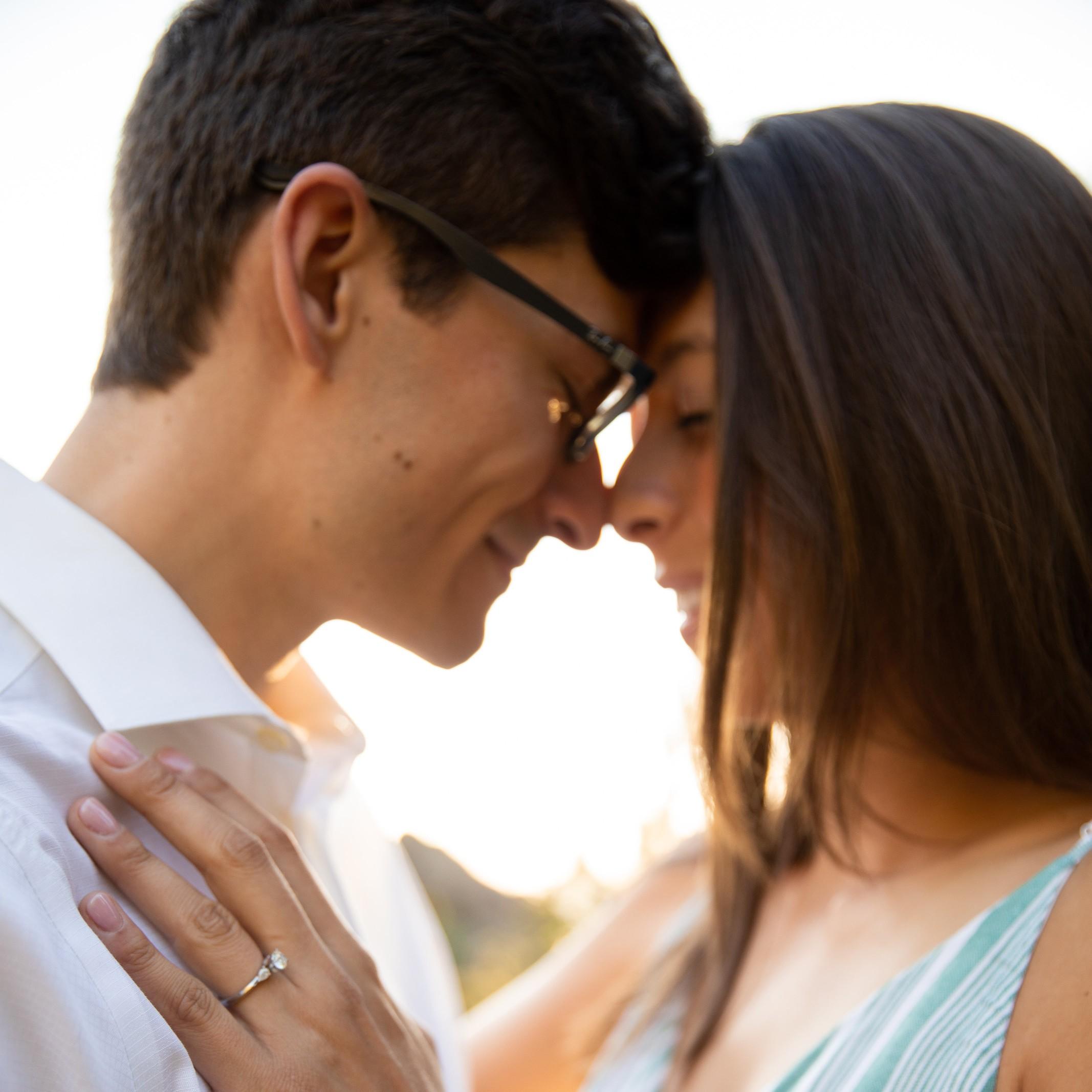 Engagement pictures while hiking Arthur's Rock in Fort Collins.