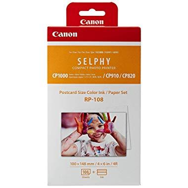 Canon RP-108 Color Ink/Paper Set, Compatible with Selphy CP910/CP820/CP1200/CP1300