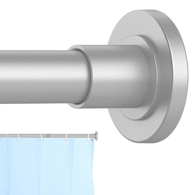 CorkLatta Silver Shower Curtain Rod 31 to 80 Inch,1 Inch Diameter Adjustable Spring Tension Stainless Steel Telescoping Rod,Easy Install,No Rust