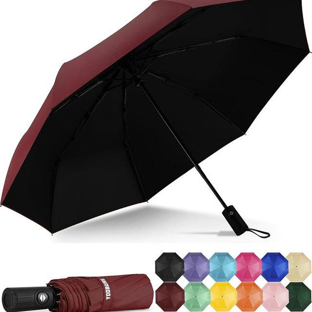 Yoobure Windproof Travel Umbrella - Automatic Umbrellas for Rain, Compact Folding Umbrella with UV Protection, Lightweight Portable Design for Backpack/Walking/Car, Sun & Storm Ready