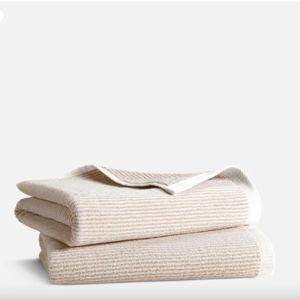 Plush Turkish Cotton Bath Towels in STRIPED PEBBLE