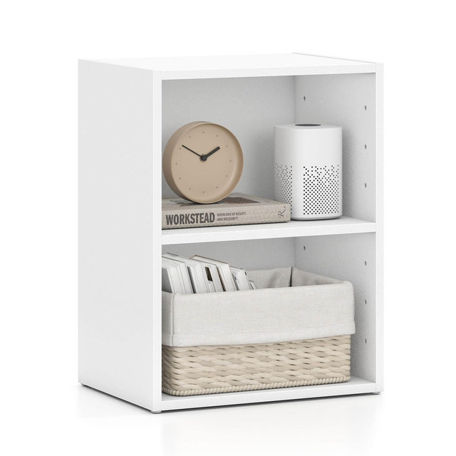 Costway 2-Cube Bookcase with Adjustable Shelf Freestanding 2-Tier Open Bookshelf Modern
