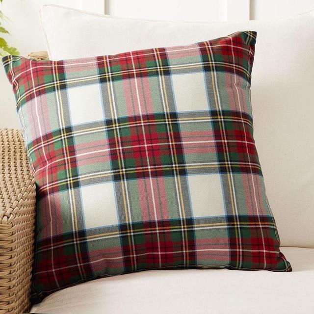 Stewart Plaid Pillow, 20", Ivory Multi