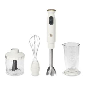 Beautiful 2-Speed Immersion Blender with Chopper & Measuring Cup, White Icing by Drew Barrymore