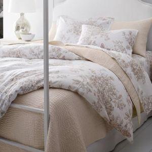 Garnet Hill Signature Toile Floral Flannel Duvet Cover (Linen Toile, Full/Queen)