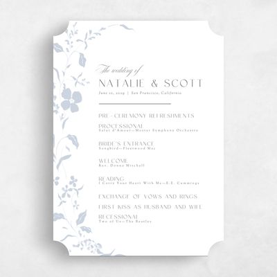 White Ticket Wedding Program - Lynette