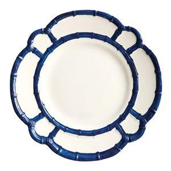 Jacqueline Bamboo Melamine Dinner Plates Set for 4 with Shatterproof Design & Hand Painted Details