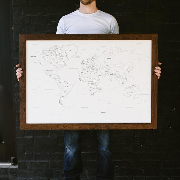 Wayfaren Ivory World Push Pin Travel Map