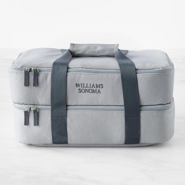 Hold Everything Insulated Dual Compartment Food Carrier, Solid Grey