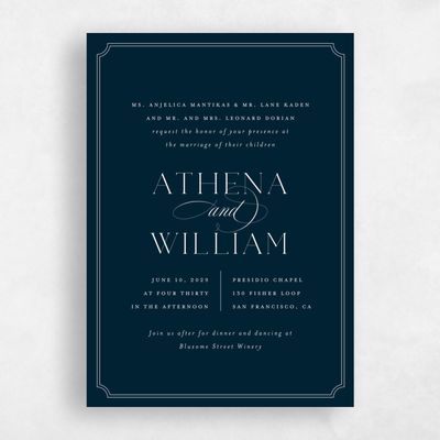 Blue Wedding Invitation - Constance Portrait